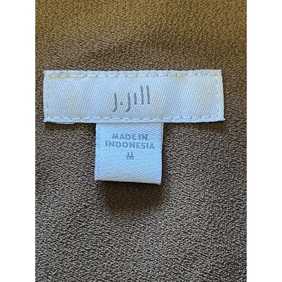 J.Jill Brown Button Up Long Sleeve Collared Polyester Shirt Size Medium Career - Picture 3 of 14